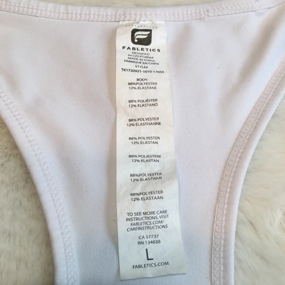 Fabletics white tank top size large - Picture 3 of 7
